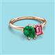 3 - Nadya Pear Shape Lab Created Emerald & Emerald Shape Pink Tourmaline 2 Stone Duo Ring 