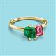 3 - Nadya Pear Shape Lab Created Emerald & Emerald Shape Pink Tourmaline 2 Stone Duo Ring 