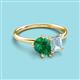 3 - Nadya Pear Shape Lab Created Emerald & Emerald Shape Aquamarine 2 Stone Duo Ring 