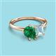 3 - Nadya Pear Shape Lab Created Emerald & Emerald Shape Aquamarine 2 Stone Duo Ring 