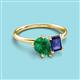 3 - Nadya Pear Shape Lab Created Emerald & Emerald Shape Iolite 2 Stone Duo Ring 