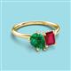 3 - Nadya Pear Shape Lab Created Emerald & Emerald Shape Ruby 2 Stone Duo Ring 