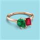 3 - Nadya Pear Shape Lab Created Emerald & Emerald Shape Ruby 2 Stone Duo Ring 