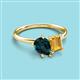 3 - Nadya Pear Shape London Blue Topaz & Emerald Shape Citrine 2 Stone Duo Ring 