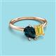 3 - Nadya Pear Shape London Blue Topaz & Emerald Shape Yellow Sapphire 2 Stone Duo Ring 