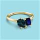 3 - Nadya Pear Shape London Blue Topaz & Emerald Shape Blue Sapphire 2 Stone Duo Ring 
