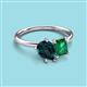 3 - Nadya Pear Shape London Blue Topaz & Emerald Shape Emerald 2 Stone Duo Ring 