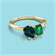 3 - Nadya Pear Shape London Blue Topaz & Emerald Shape Emerald 2 Stone Duo Ring 