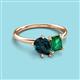 3 - Nadya Pear Shape London Blue Topaz & Emerald Shape Emerald 2 Stone Duo Ring 