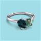 3 - Nadya Pear Shape London Blue Topaz & Emerald Shape Lab Created Alexandrite 2 Stone Duo Ring 