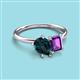 3 - Nadya Pear Shape London Blue Topaz & Emerald Shape Amethyst 2 Stone Duo Ring 