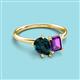 3 - Nadya Pear Shape London Blue Topaz & Emerald Shape Amethyst 2 Stone Duo Ring 