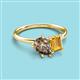 3 - Nadya Pear Shape Smoky Quartz & Emerald Shape Citrine 2 Stone Duo Ring 