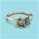 3 - Nadya Pear Shape Smoky Quartz & Emerald Shape Lab Created Alexandrite 2 Stone Duo Ring 