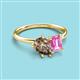 3 - Nadya Pear Shape Smoky Quartz & Emerald Shape Pink Sapphire 2 Stone Duo Ring 