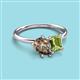 3 - Nadya Pear Shape Smoky Quartz & Emerald Shape Peridot 2 Stone Duo Ring 