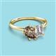 3 - Nadya Pear Shape Smoky Quartz & Emerald Shape Certified Lab Grown Diamond 2 Stone Duo Ring 