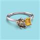 3 - Nadya Pear Shape Smoky Quartz & Emerald Shape Citrine 2 Stone Duo Ring 