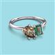 3 - Nadya Pear Shape Smoky Quartz & Emerald Shape Lab Created Alexandrite 2 Stone Duo Ring 