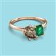 3 - Nadya Pear Shape Smoky Quartz & Emerald Shape Emerald 2 Stone Duo Ring 