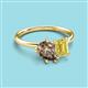 3 - Nadya Pear Shape Smoky Quartz & Emerald Shape Yellow Sapphire 2 Stone Duo Ring 