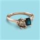 3 - Nadya Pear Shape Smoky Quartz & Emerald Shape London Blue Topaz 2 Stone Duo Ring 