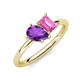 4 - Nadya Pear Shape Amethyst & Emerald Shape Pink Sapphire 2 Stone Duo Ring 