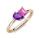 4 - Nadya Pear Shape Amethyst & Emerald Shape Pink Sapphire 2 Stone Duo Ring 