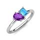 4 - Nadya Pear Shape Amethyst & Emerald Shape Blue Topaz 2 Stone Duo Ring 