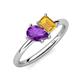 4 - Nadya Pear Shape Amethyst & Emerald Shape Citrine 2 Stone Duo Ring 