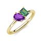 4 - Nadya Pear Shape Amethyst & Emerald Shape Lab Created Alexandrite 2 Stone Duo Ring 