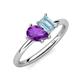 4 - Nadya Pear Shape Amethyst & Emerald Shape Aquamarine 2 Stone Duo Ring 