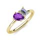 4 - Nadya Pear Shape Amethyst & Emerald Shape IGI Certified Lab Grown Diamond 2 Stone Duo Ring 