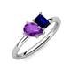 4 - Nadya Pear Shape Amethyst & Emerald Shape Blue Sapphire 2 Stone Duo Ring 