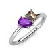 4 - Nadya Pear Shape Amethyst & Emerald Shape Smoky Quartz 2 Stone Duo Ring 