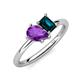 4 - Nadya Pear Shape Amethyst & Emerald Shape London Blue Topaz 2 Stone Duo Ring 