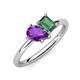 4 - Nadya Pear Shape Amethyst & Emerald Shape Lab Created Alexandrite 2 Stone Duo Ring 