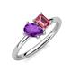 4 - Nadya Pear Shape Amethyst & Emerald Shape Pink Tourmaline 2 Stone Duo Ring 