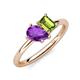 4 - Nadya Pear Shape Amethyst & Emerald Shape Peridot 2 Stone Duo Ring 