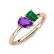 4 - Nadya Pear Shape Amethyst & Emerald Shape Emerald 2 Stone Duo Ring 