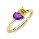 4 - Nadya Pear Shape Amethyst & Emerald Shape Yellow Sapphire 2 Stone Duo Ring 