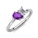 4 - Nadya Pear Shape Amethyst & Emerald Shape White Sapphire 2 Stone Duo Ring 