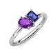 4 - Nadya Pear Shape Amethyst & Emerald Shape Iolite 2 Stone Duo Ring 