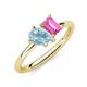 4 - Nadya Pear Shape Aquamarine & Emerald Shape Pink Sapphire 2 Stone Duo Ring 