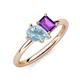 4 - Nadya Pear Shape Aquamarine & Emerald Shape Amethyst 2 Stone Duo Ring 