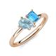 4 - Nadya Pear Shape Aquamarine & Emerald Shape Blue Topaz 2 Stone Duo Ring 