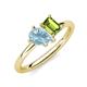 4 - Nadya Pear Shape Aquamarine & Emerald Shape Peridot 2 Stone Duo Ring 