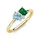 4 - Nadya Pear Shape Aquamarine & Emerald Shape Emerald 2 Stone Duo Ring 