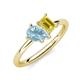4 - Nadya Pear Shape Aquamarine & Emerald Shape Yellow Sapphire 2 Stone Duo Ring 