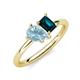 4 - Nadya Pear Shape Aquamarine & Emerald Shape London Blue Topaz 2 Stone Duo Ring 